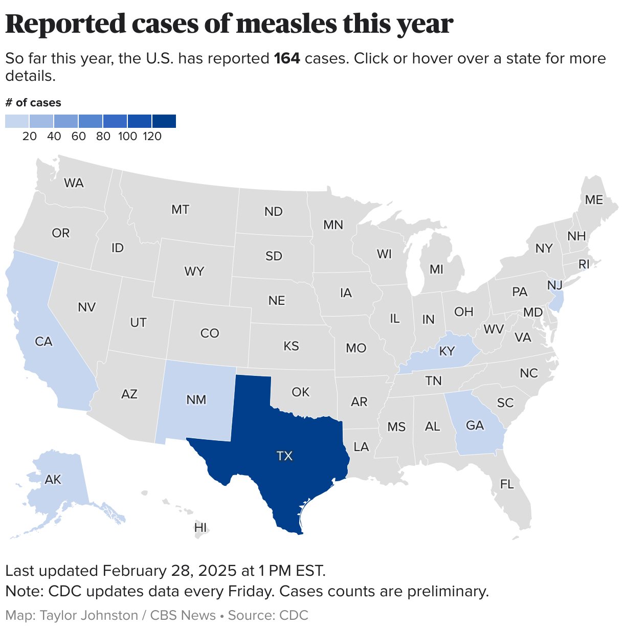 Map shows measles cases across U.S.